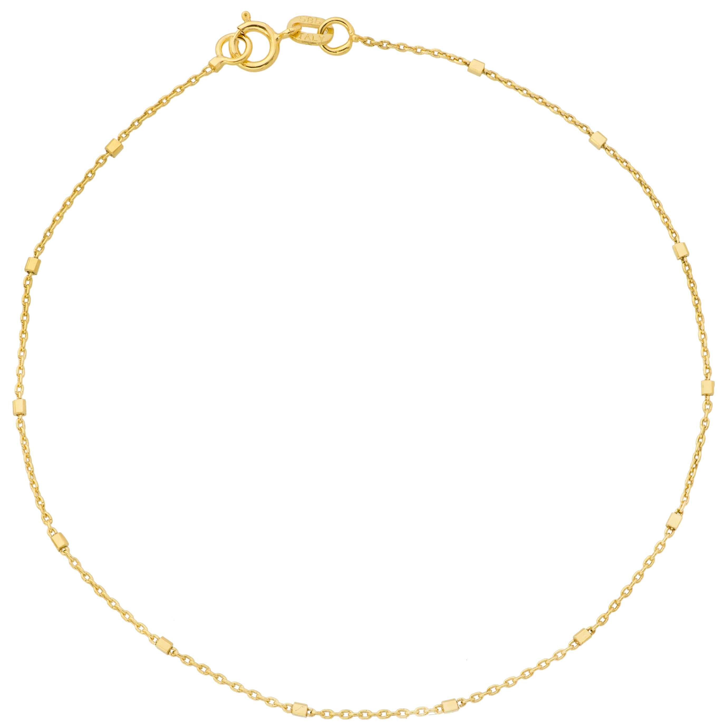 Złota Bransoletka 585 Ankier z delikatnymi złotymi kosteczkami
