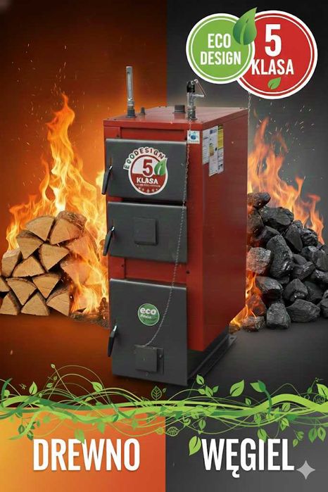 Kocioł 5 Klasa 10kW FENIKS UNI 13kW Zasypowy drewno 18kW węgiel 24kW