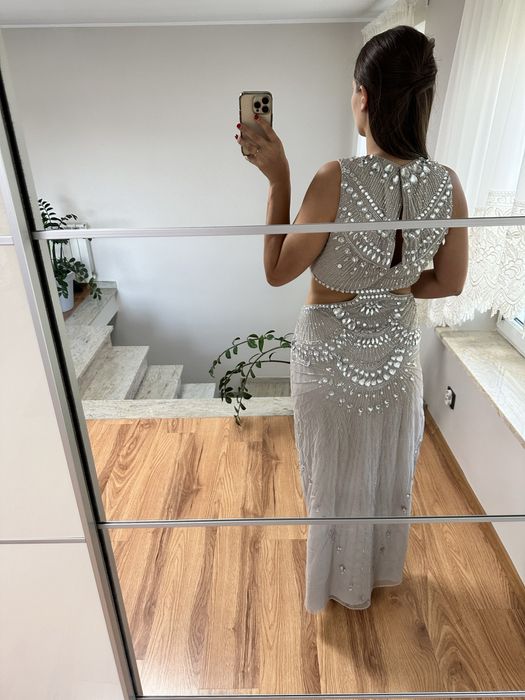 Sukienka cekinowa ASOS rozmiar 44 wesele poprawiny bogato zdobiona