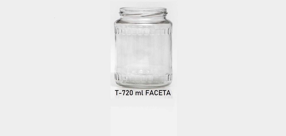 Słoiki FACETA 720ml NISKI pakowane i luz zakrętki