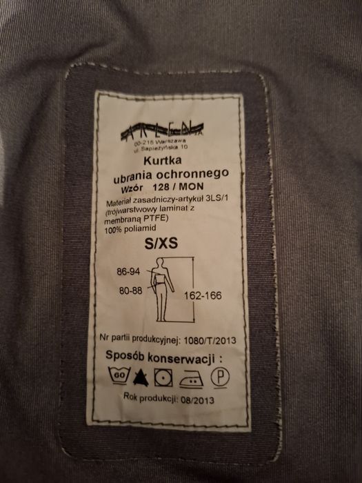 Ubranie ochronne gore-tex kurtka roz. S/XS.