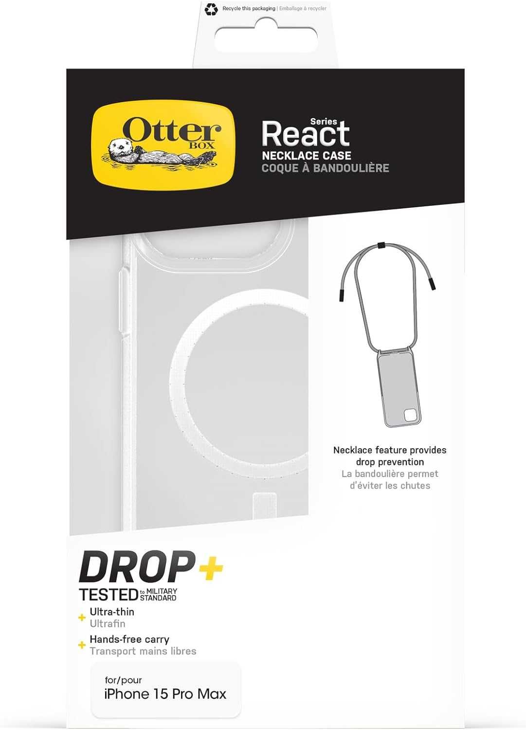 Otterbox React Necklace iPhone 15 Pro Max etui MagSafe  bezbarwne