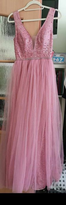 Sukienka na wesele, urodziny, studniówkę. Pudrowy róż. Rozmiar S/M