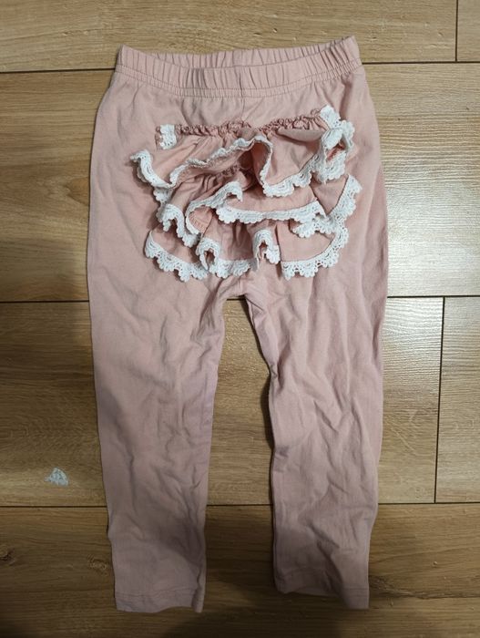Komplet bluza + spodnie kwiaty falbanki koronka