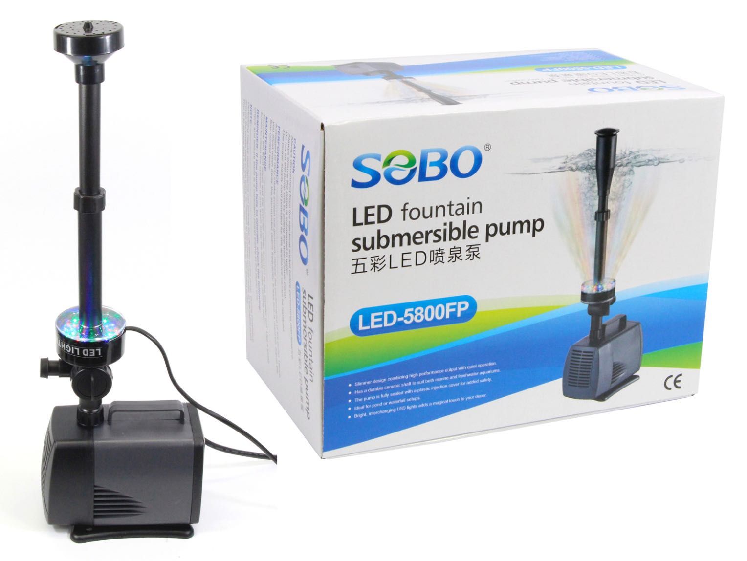 SOBO LED-5800FP pompa fontannowa 3500l/h, ring LED RGB, akwaria hodowl