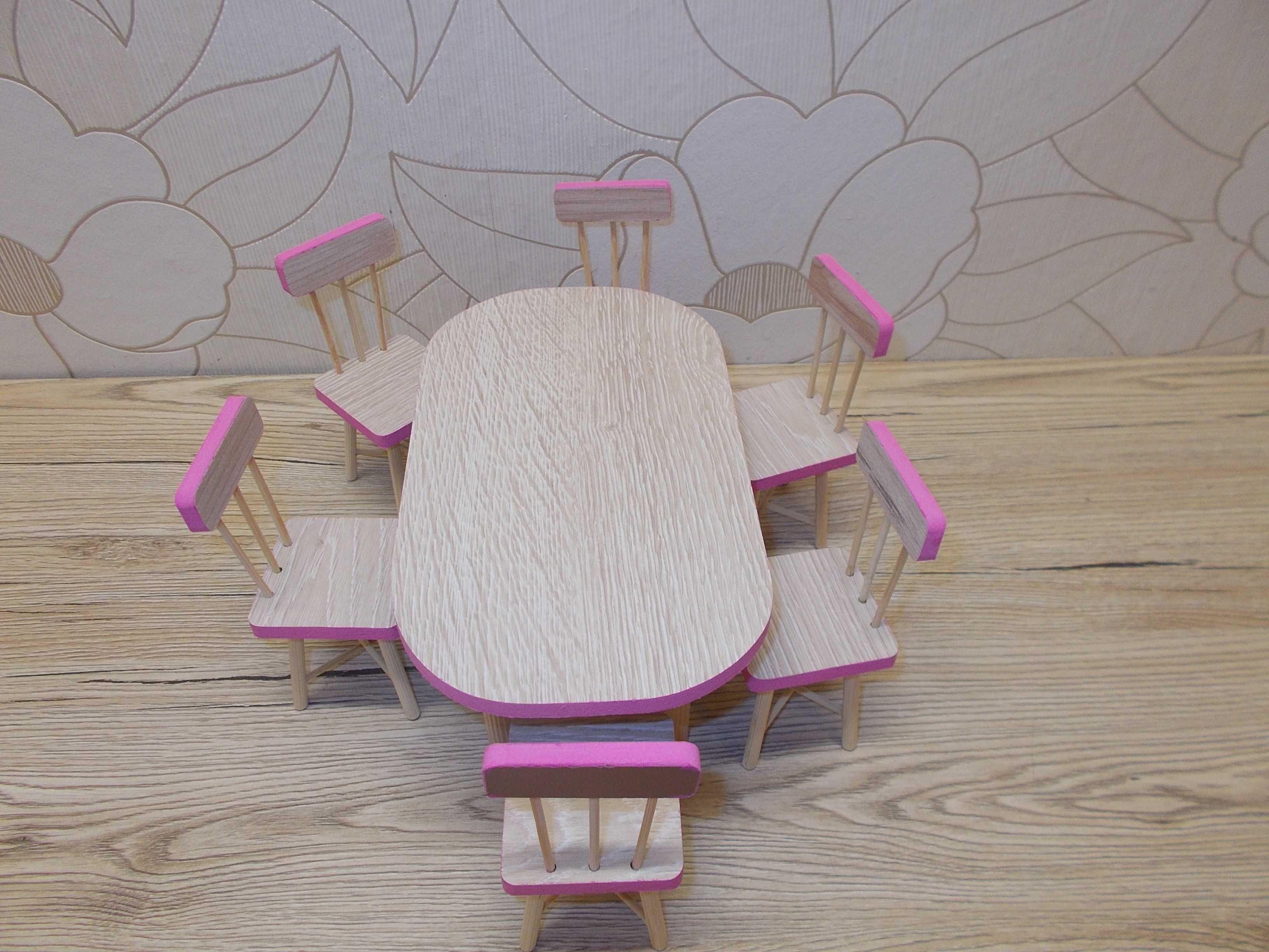 mebelki dla lalek łóżko kołyska z baldachimem stółi krzesła
