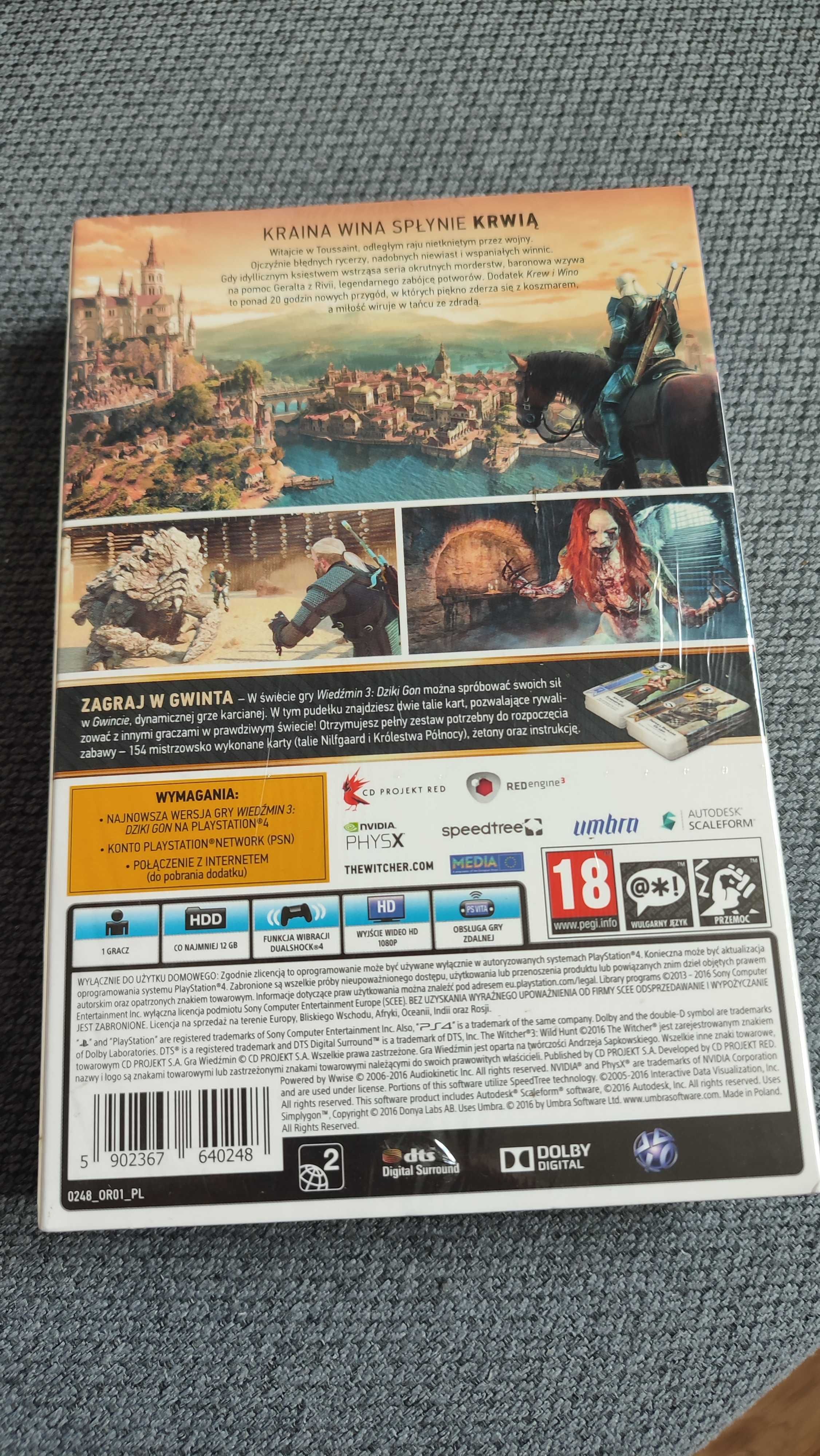 Wiedźmin 3: Krew i Wino PS4 Nowe [folia] + dwie talie kart