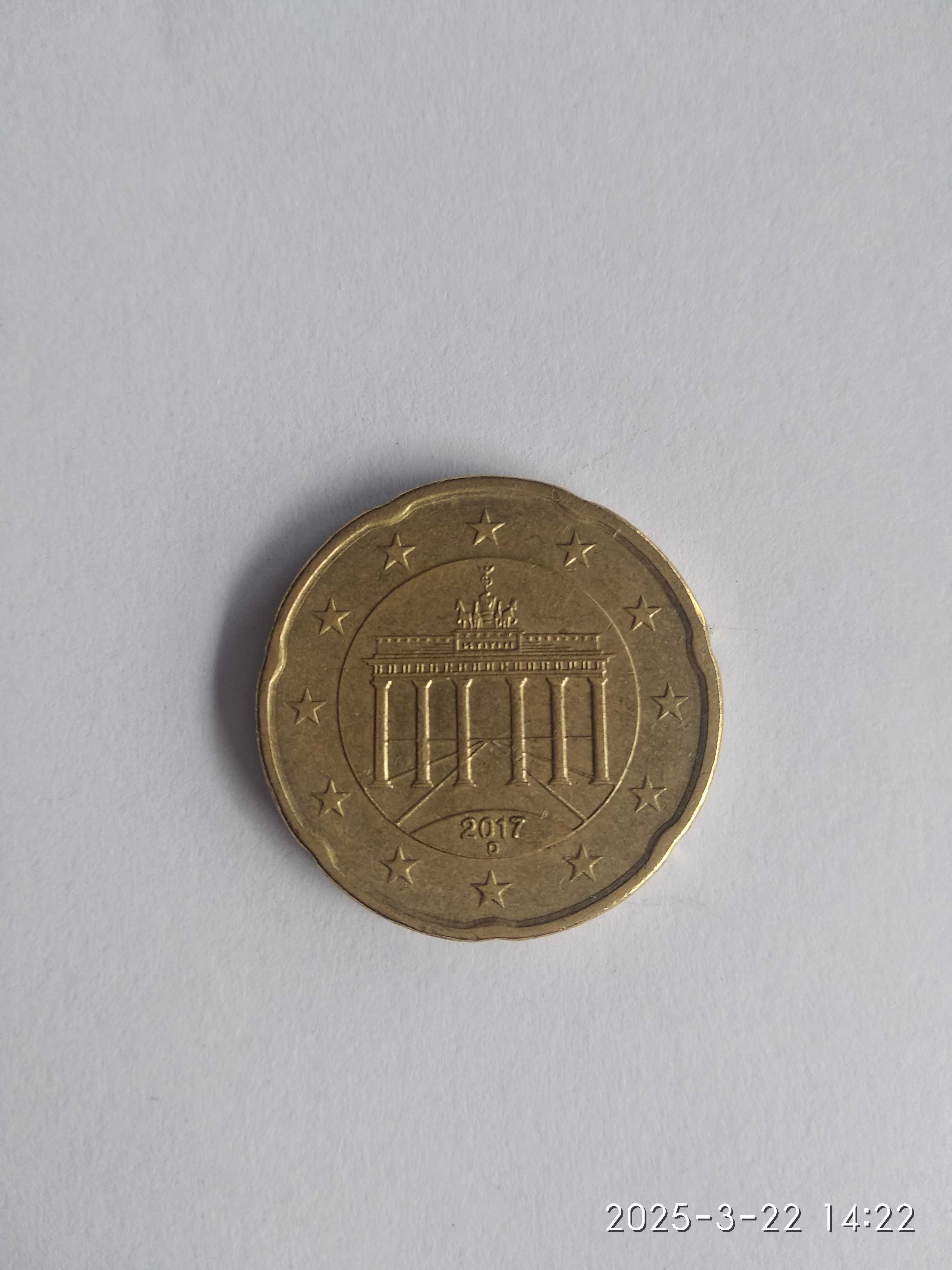 Moeda 20 Cêntimos do euro Alemanha 2017 F