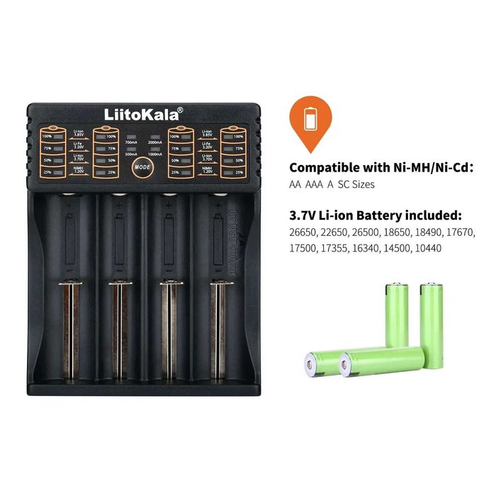Зарядное устройство LiitoKala Lii-402, Li-ion, Ni-MH, Ni-Cd, PowerBank