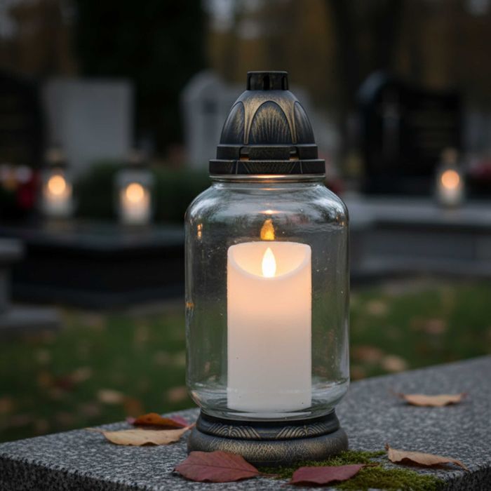 ŚWIECA LED Ruchomy Płomień Znicz 15cm BIAŁA Na Grób Realistyczna