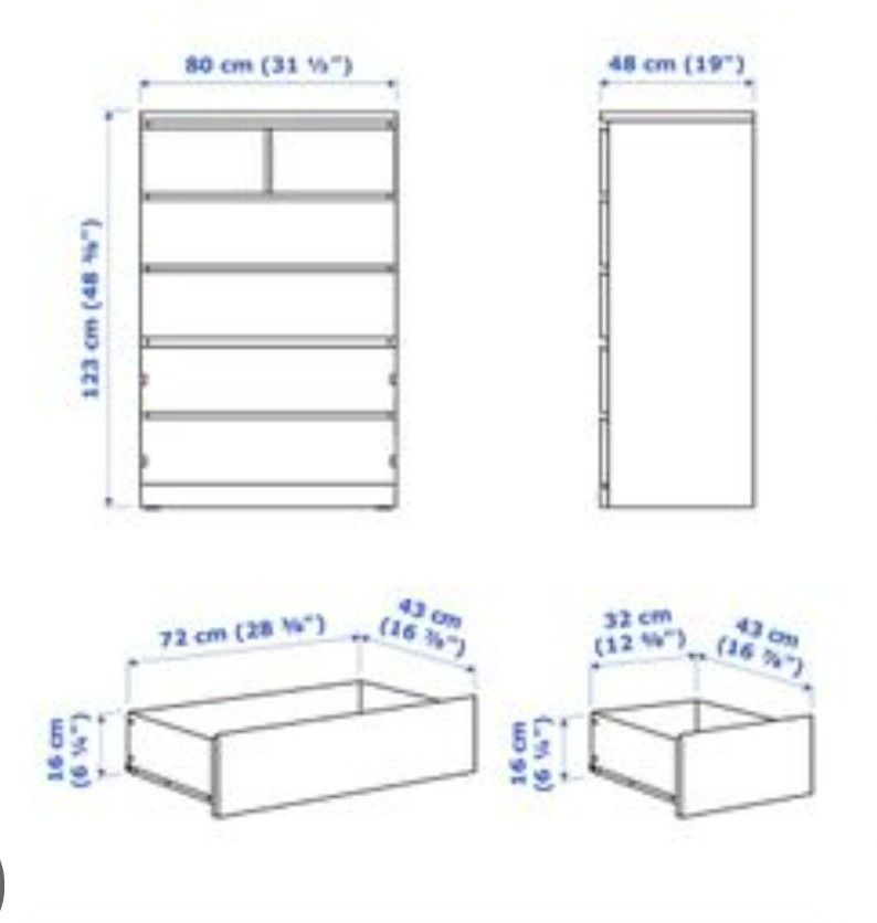 Cómoda Malm da Ikea modelo de 6 Gavetas