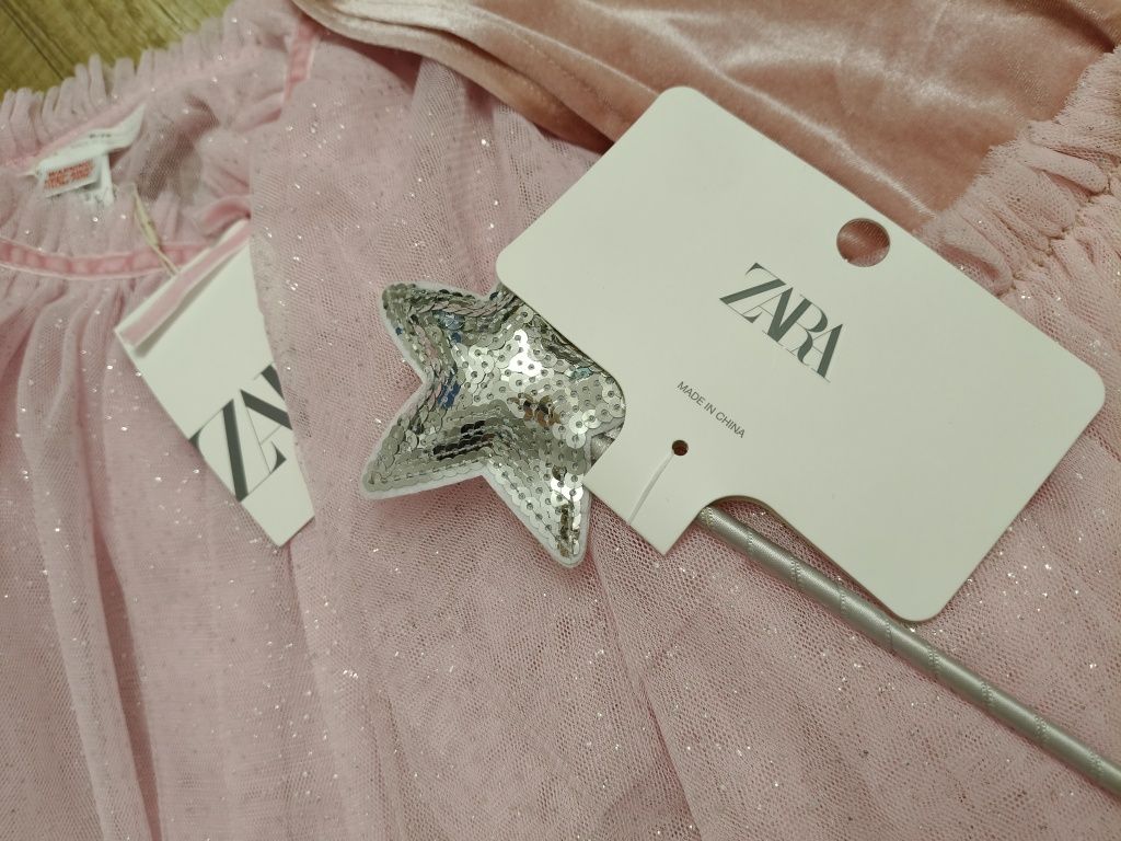 ZARA księżniczka strój karnawałowy sukienka peleryna i różdżka