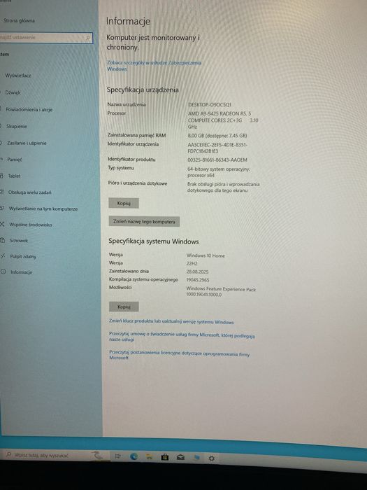 Komputer Lenovo IdeaCenter model 90G9+ klawiatura Dell + stan idealny
