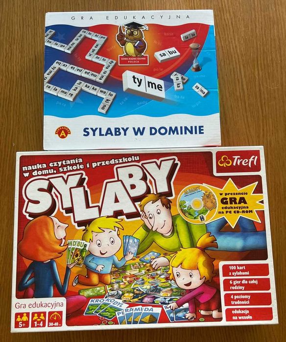 Gry do nauki czytania met. sylabową, domino i karty