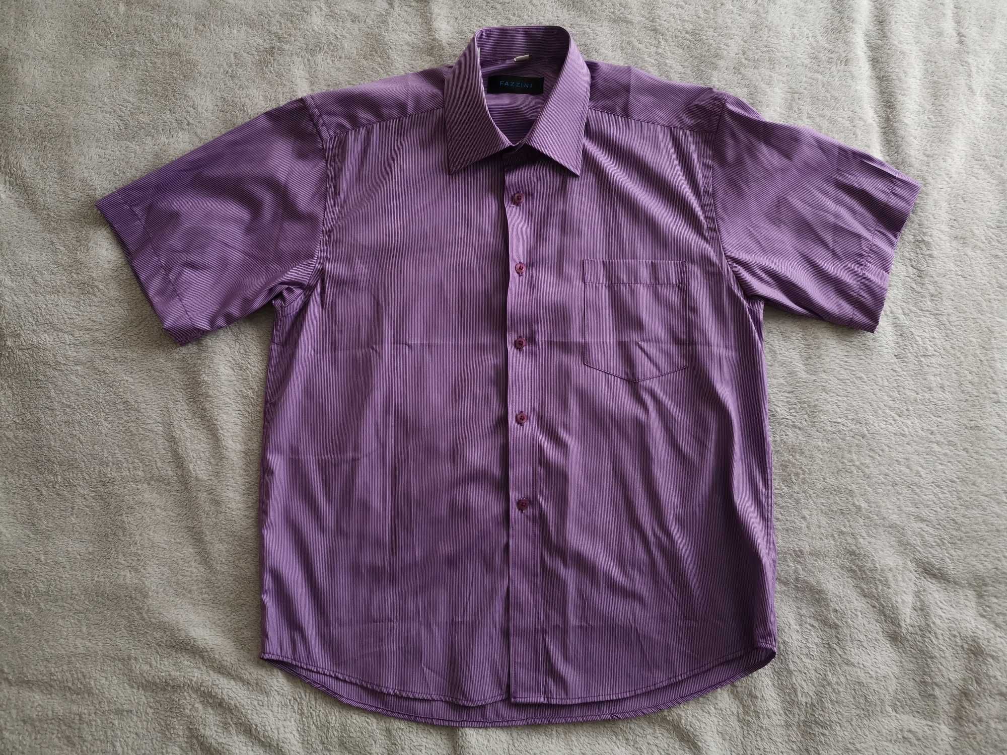Elegancka fioletowa koszula w paski pasy Fazzini 40