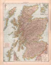 Szkocja. Efektowna mapa 1893 r. Autentyk