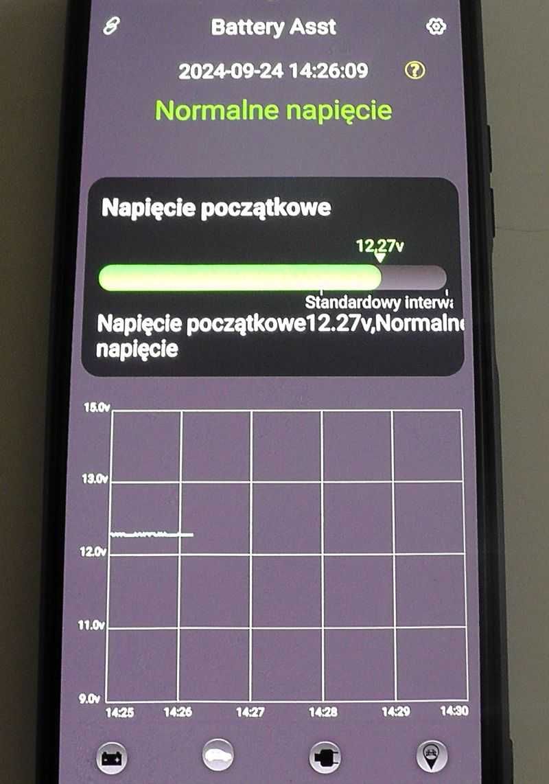 Tester monitor akumulatorów bluetooth 6-20V na smartfonie