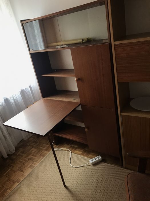Regał z biurkiem wysuwanym blatem styl PRL 94x172x30 cm