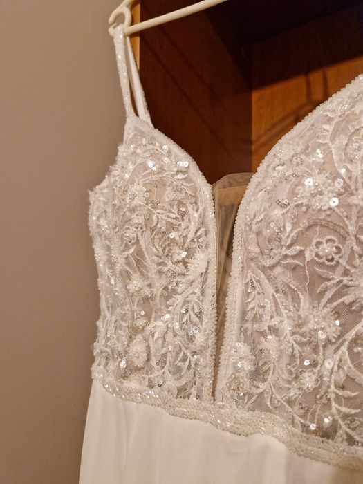 Suknia ślubna muślin koronka