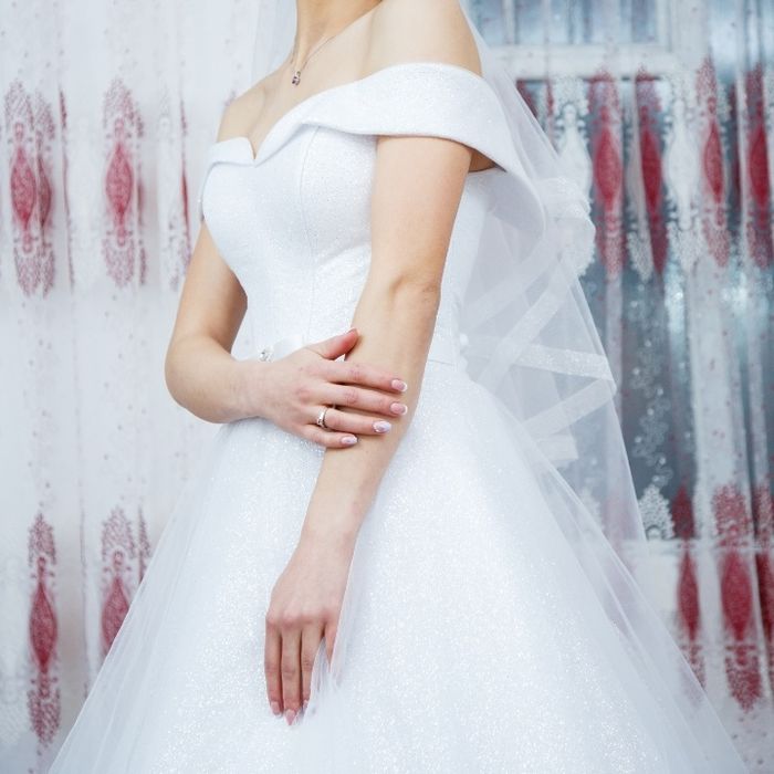 Весільна сукня блискуча Ідеальна відкриті плечі корсет