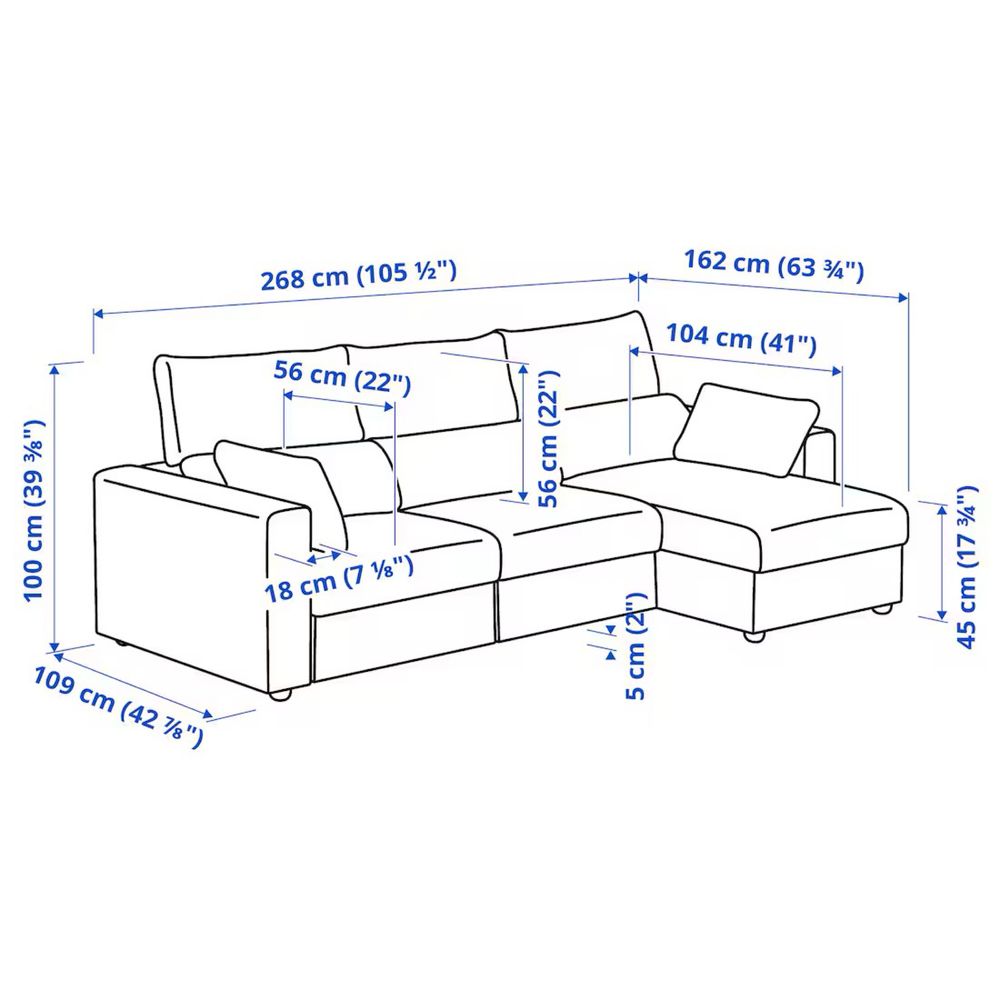 Sofa 3-osobowa z szezlongiem ESKILSTUNA IKEA