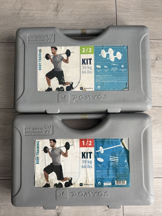 Zestaw w walizkach hantle gryf obciazenie lacznie 30kg