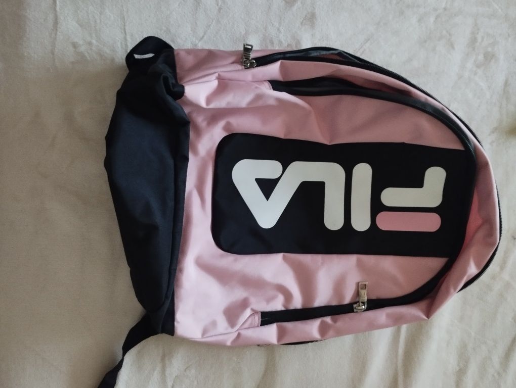 Mochila Fila, rosa e preta