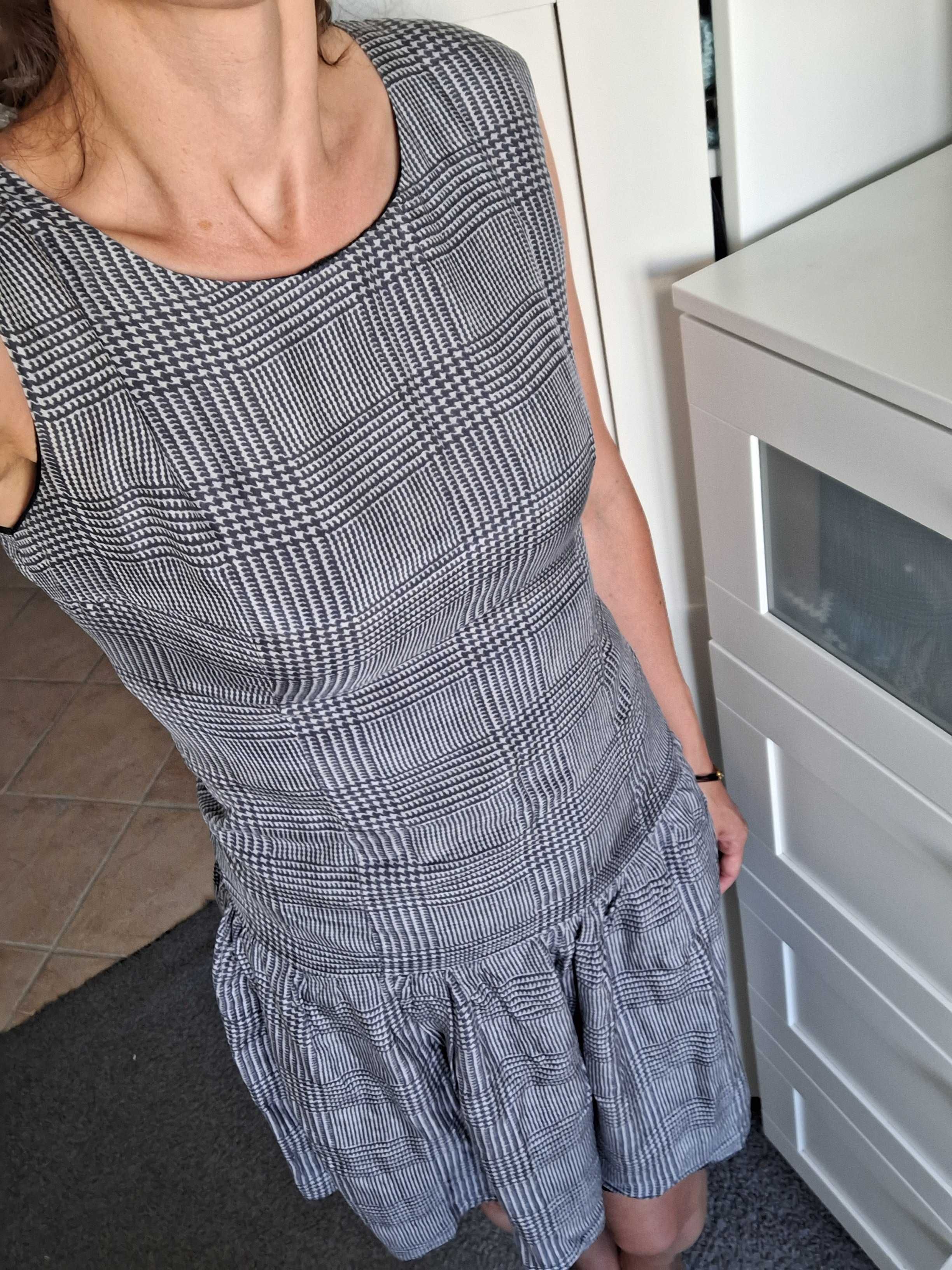 piękna sukienka na lato Simple S 36 do pracy do biura w krateczkę