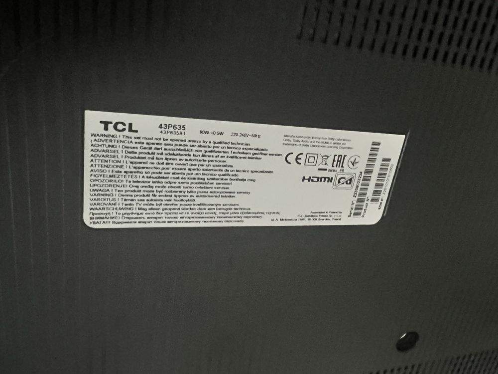 Telewizor TCL 43P635 43" LED 4K Google TV HDMI 2.1