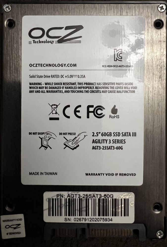 SSD диск OCZ Agility 3 60GB 2.5" SATAIII MLC (AGT3-25SAT3-60G) OEM