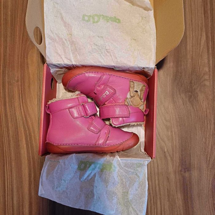 Buciki zimowe, śniegowce dla dziewczynki DD step barefoot różowe 24