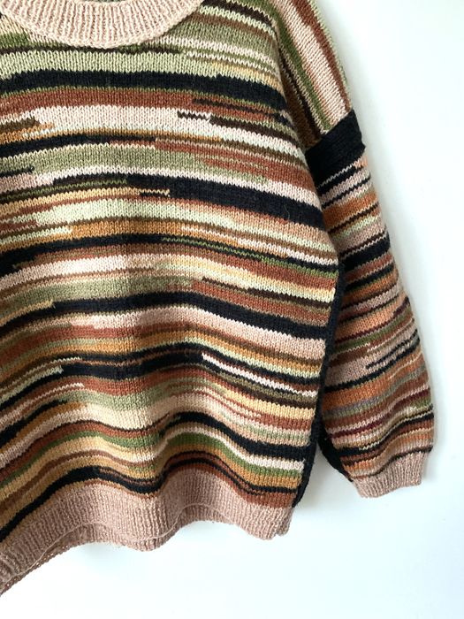 Wełniany sweter handmade pasy oversize