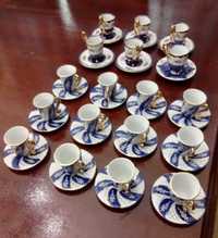 4 Conjuntos de chávenas miniaturas com pires estilo clássico coleção