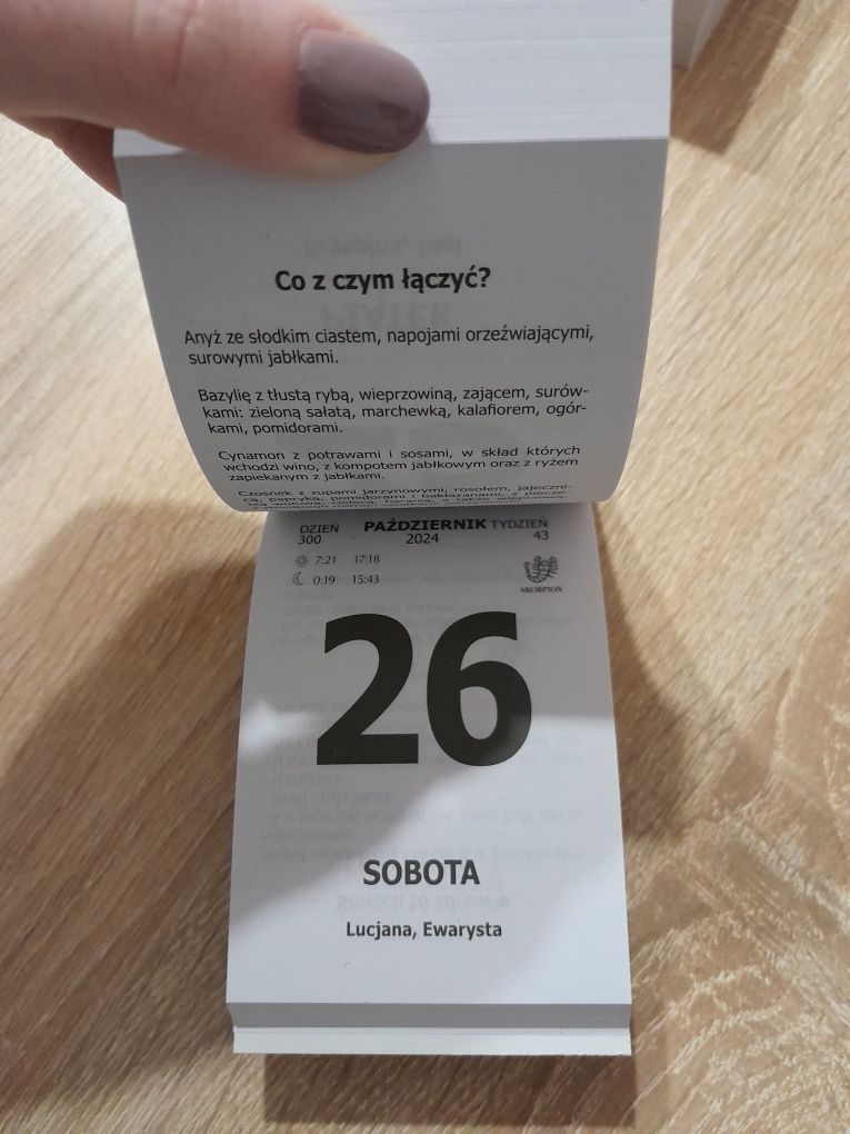 Kartka z kalendarza zdzieraka 2024