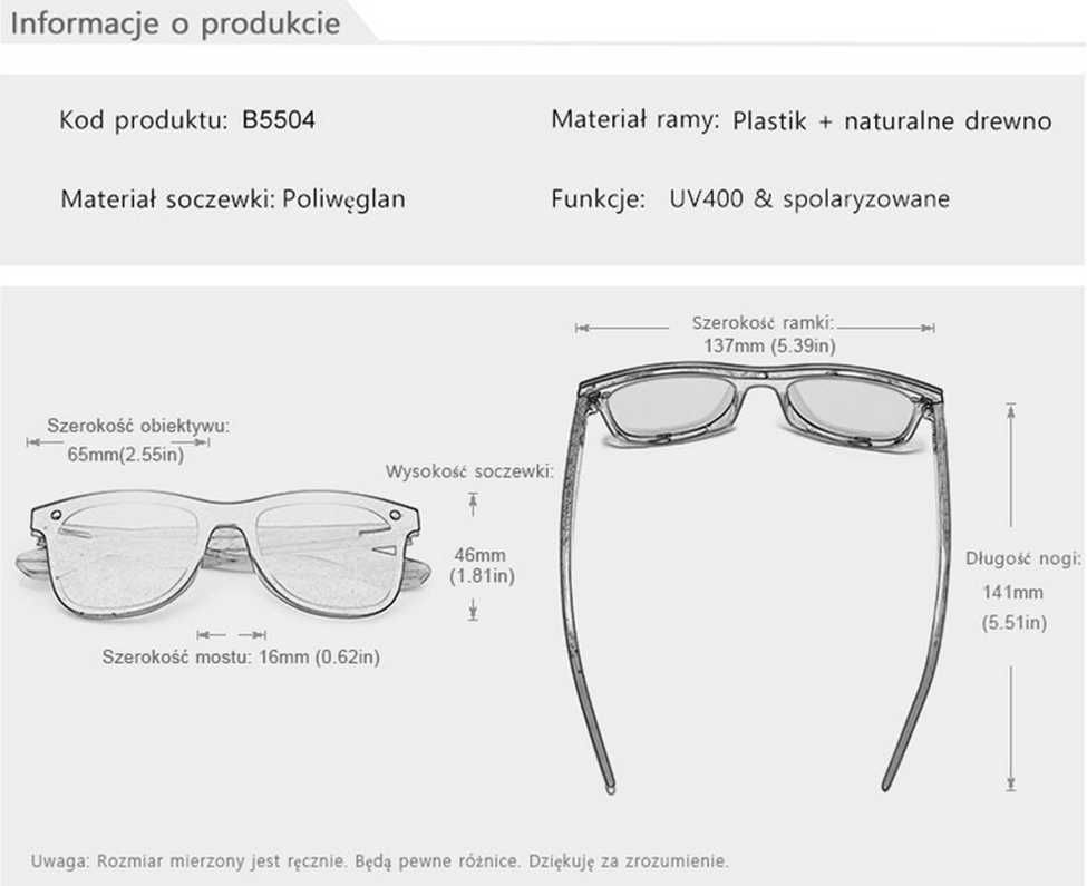 OKULARY polaryzacyjne drewniane PREMIUM filtr UV400 Kingseven na 2025