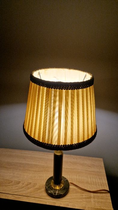 Lampa stołowa Vintage z Czarnego Marmuru i Mosiądzu – lata 60 !!!