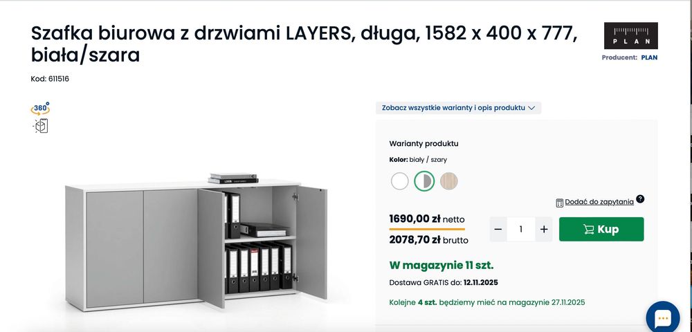 Szafka/komoda biurowa z drzwiami LAYERS