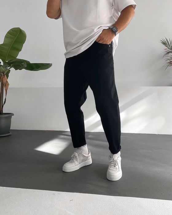 Чоловічі джинси мом , Черные мужские джинсы мом , Топ сезона 2025