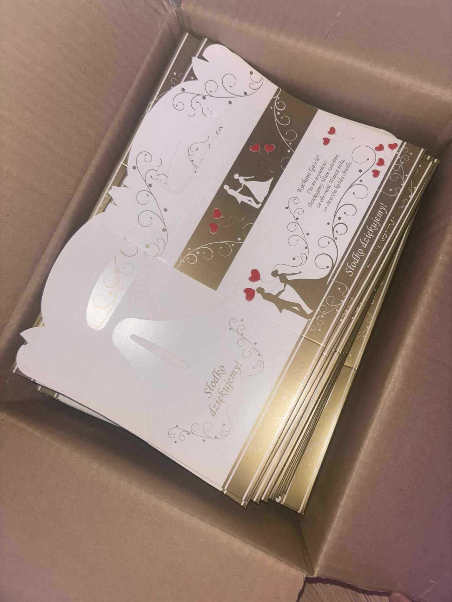 Pudełka na ciasto weselne – "Słodko dziękujemy!" – eleganckie, nowe