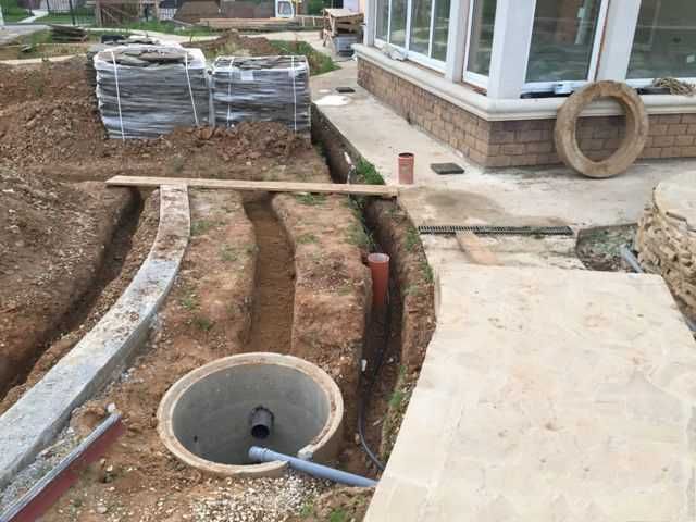 Зливна яма, септик під ключ, каналізація. Копка погребів, траншей.