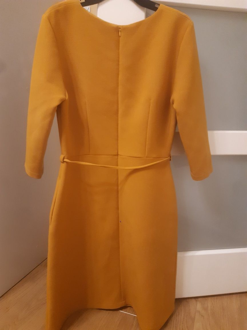Elegancka sukienka midi Echo żółta mocny materiał Echo codzienna roz 4