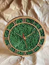 Часы с мхом,настенные часы с дерева и стабилизированного мха