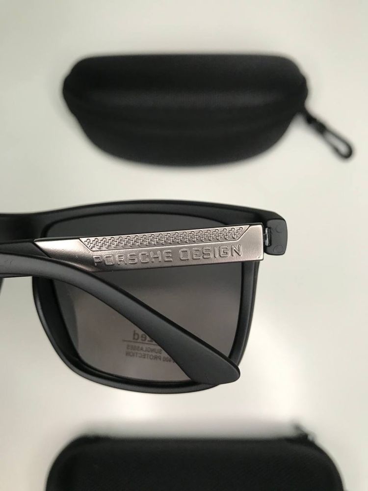 Мужские очки PORSCHE Design черные POLAROID от солнца с поляризацией