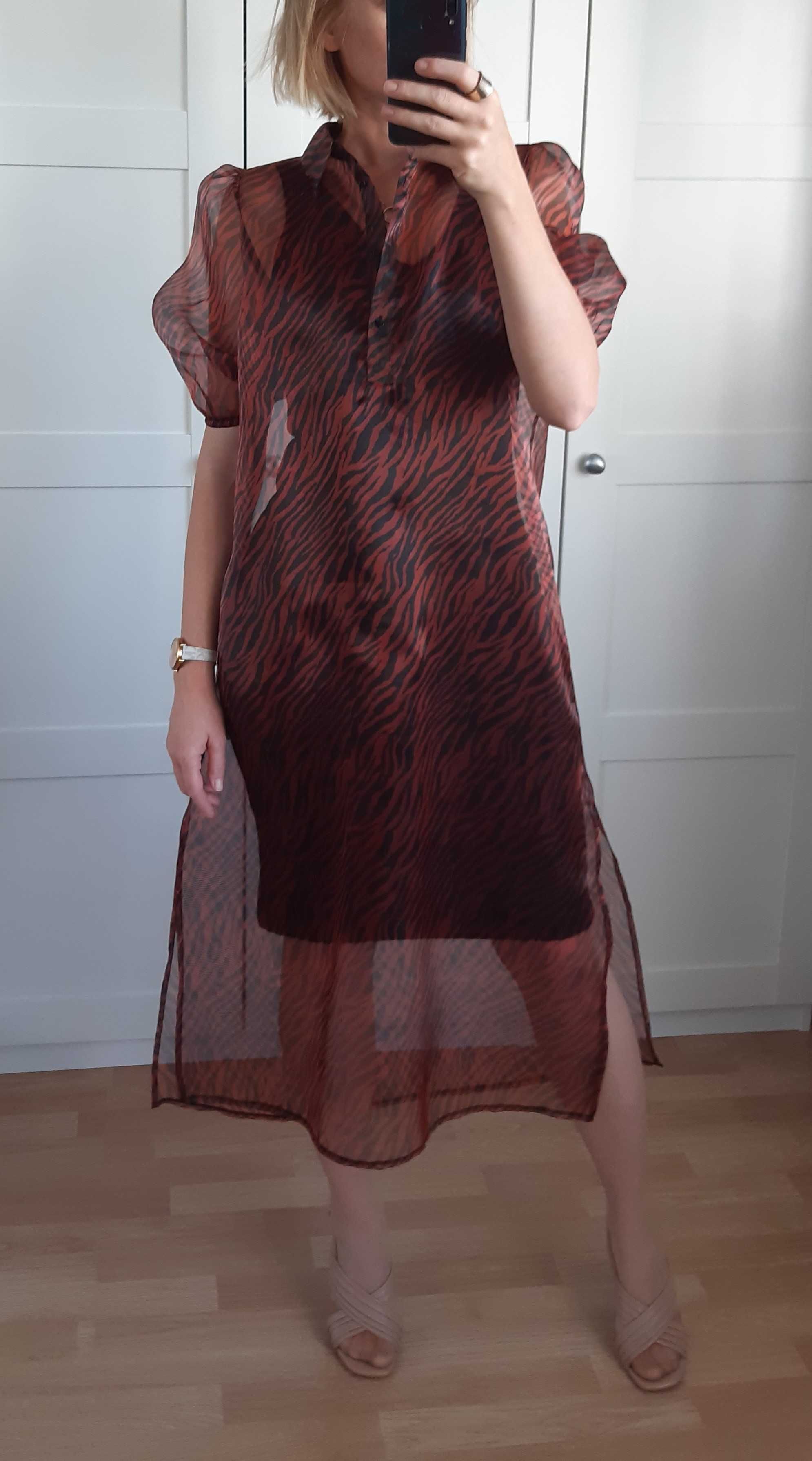 Nowa Sukienka z Organzy Gina Tricot Zebra