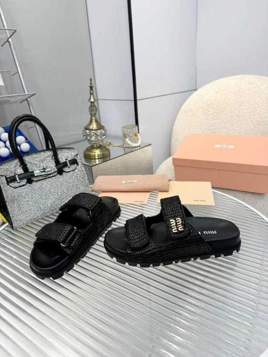 Miu Buty, sandaly klapki, skora od reki