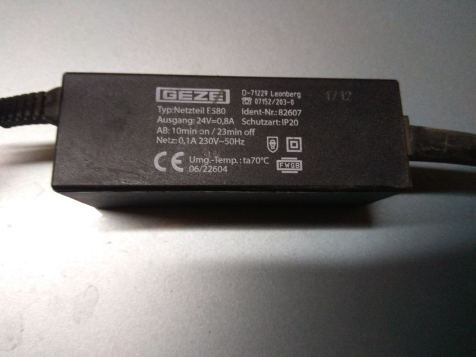 geze e580 блок питания 24v0.8a эл. привода окон/вентиляции