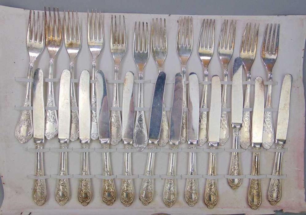 Posrebrzane sztućce ITALY A800 na 12 osób - zestaw 51 szt.