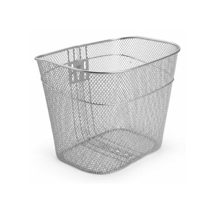 Metalowy koszyk na rower srebrny PRZECENA - DUŻE ILOŚCI