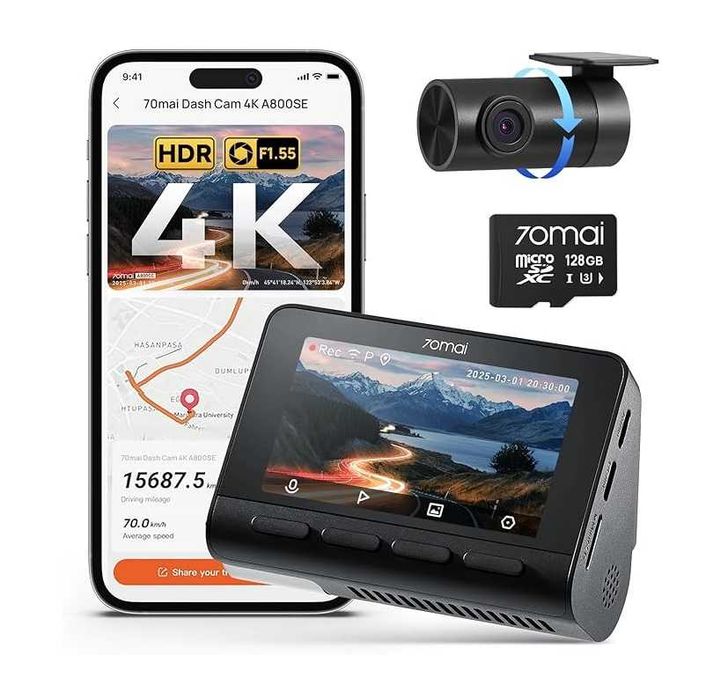 Kamera samochodowa 70mai Dash Cam A800SE + kamera cofania RC 22 4K