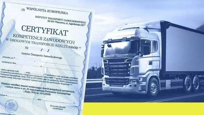 Użyczę Certyfikatu kompetencji zawodowych, transport rzeczy, CKZ